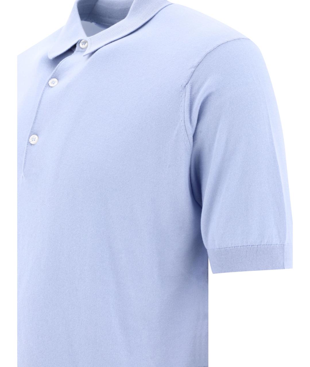 JOHN SMEDLEY Голубое хлопковое поло с коротким рукавом, фото 4