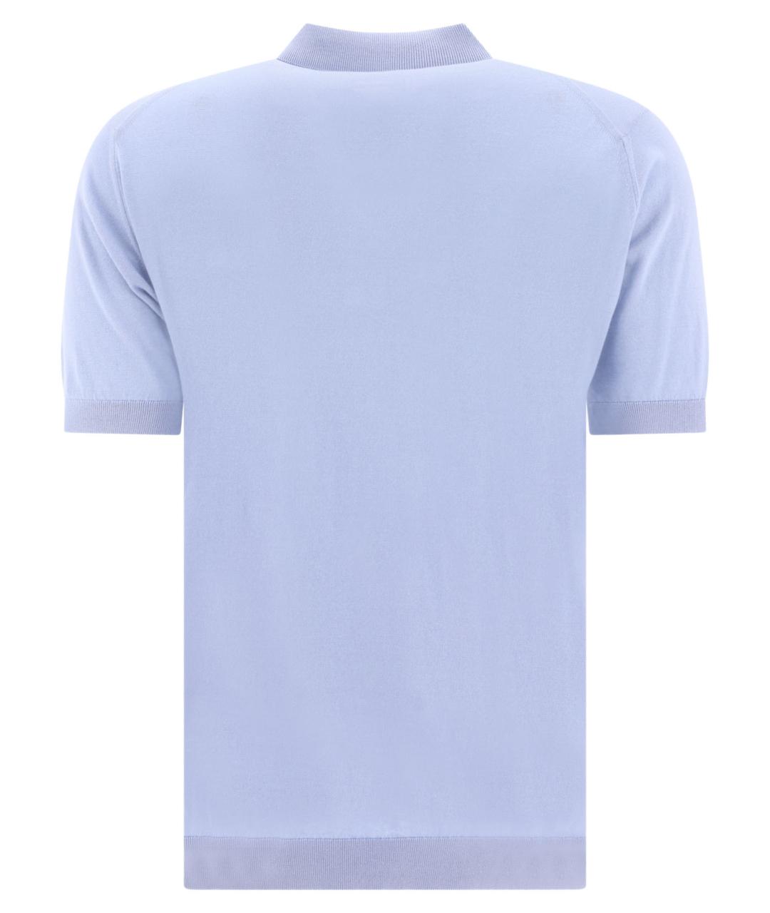 JOHN SMEDLEY Голубое хлопковое поло с коротким рукавом, фото 2