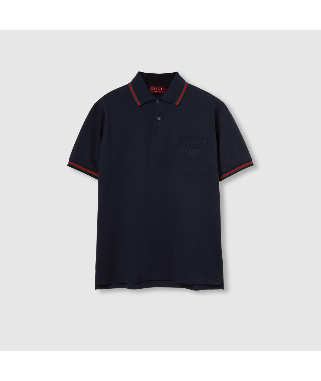 GUCCI Синее хлопковое поло с коротким рукавом, фото 3