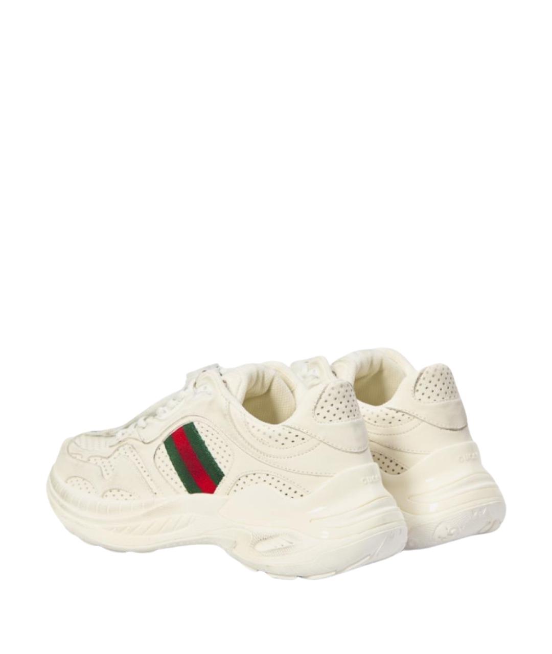 GUCCI Белые кожаные кроссовки, фото 3