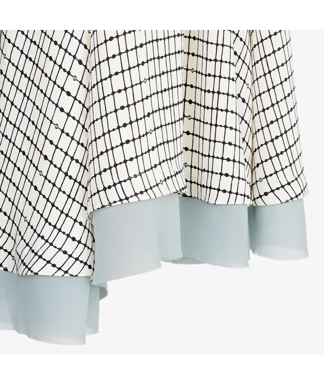 FENDI Белое шелковое повседневное платье, фото 3