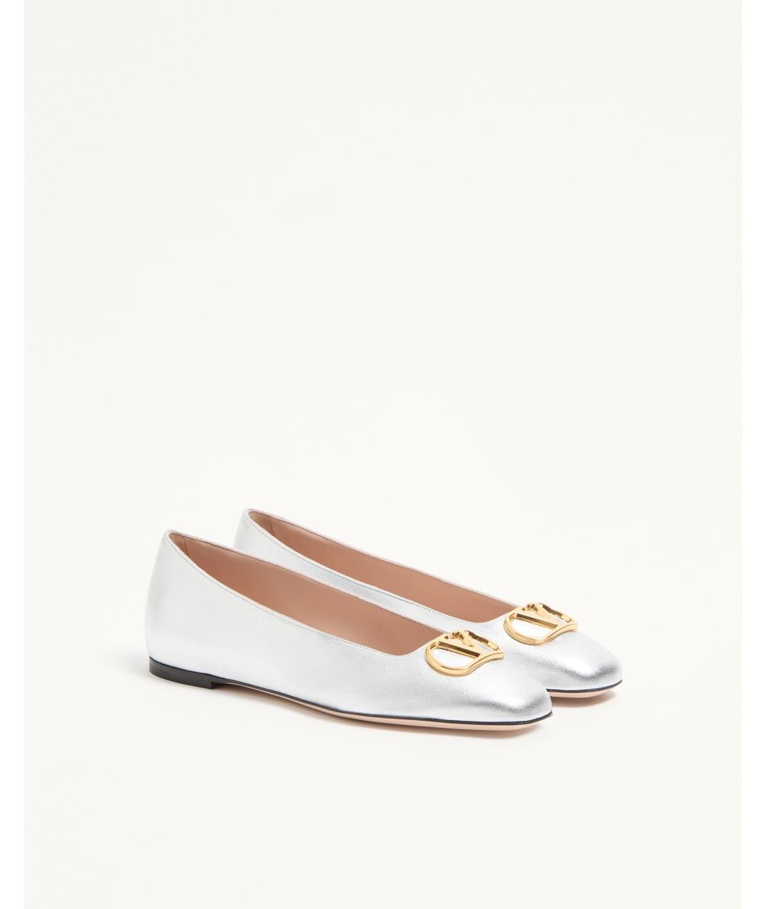 VALENTINO Серебряные кожаные балетки, фото 5