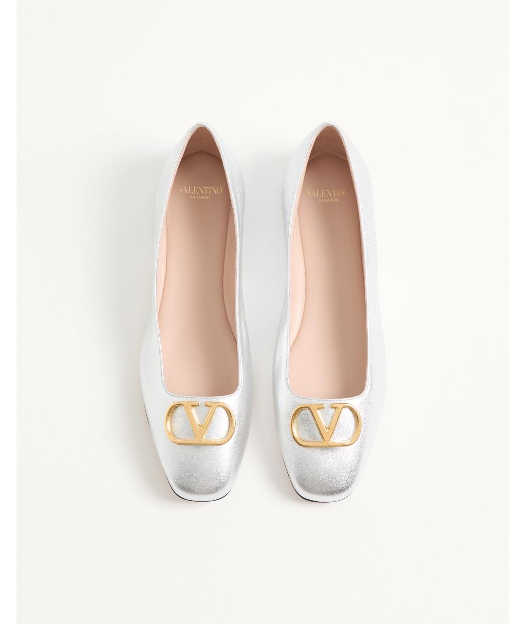 VALENTINO Серебряные кожаные балетки, фото 4
