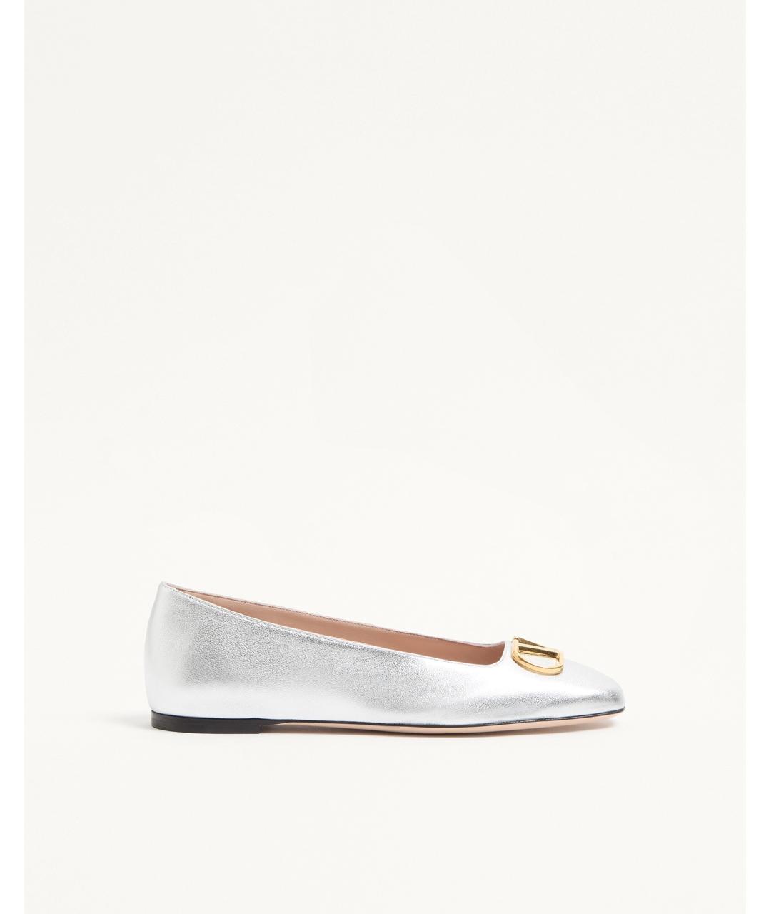 VALENTINO Серебряные кожаные балетки, фото 6