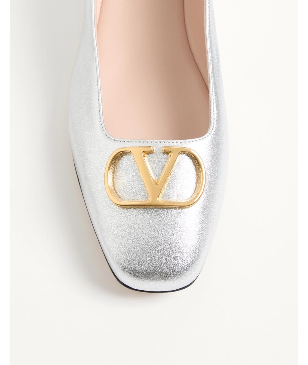 VALENTINO Серебряные кожаные балетки, фото 2