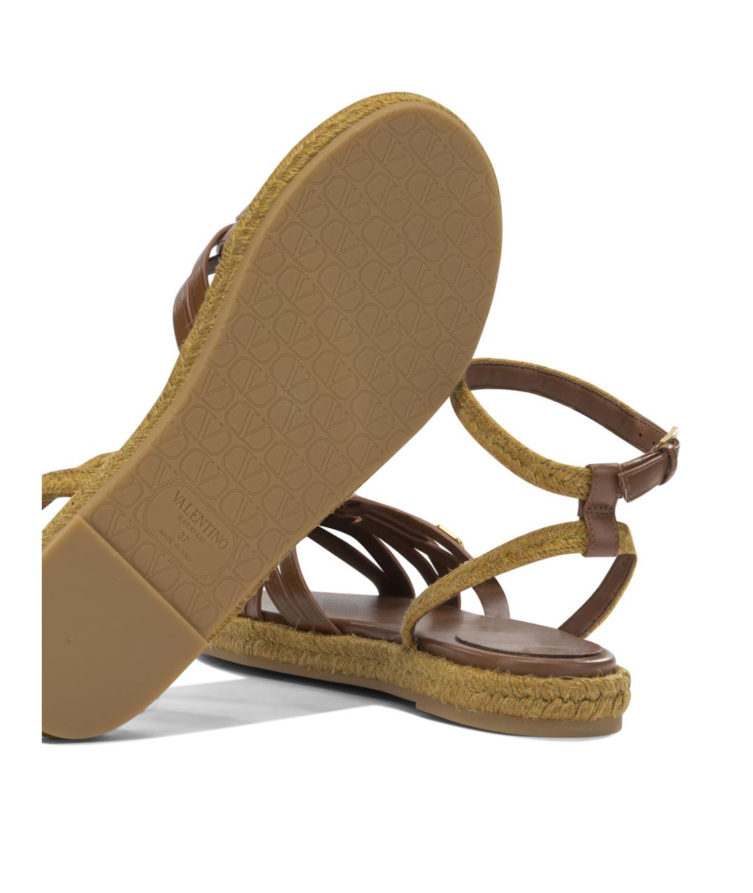 VALENTINO Коричневые кожаные сандалии, фото 5