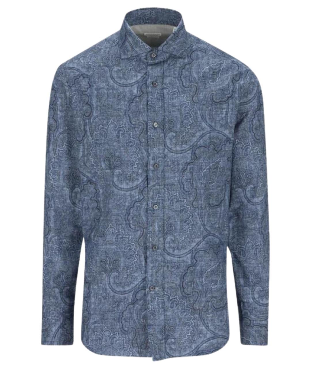 BRUNELLO CUCINELLI Синяя хлопковая кэжуал рубашка, фото 1