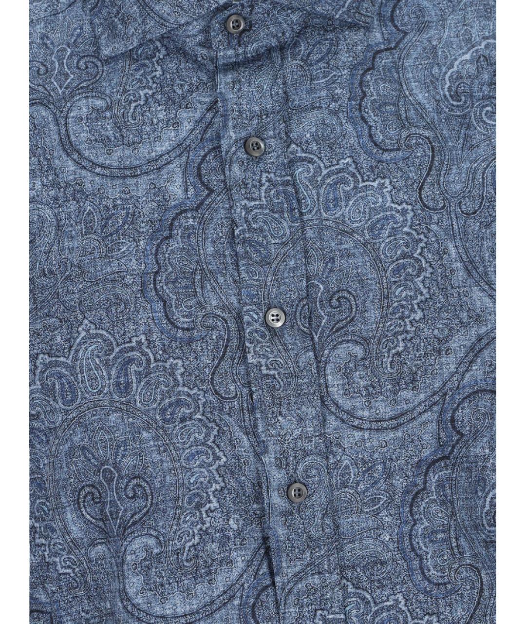 BRUNELLO CUCINELLI Синяя хлопковая кэжуал рубашка, фото 3