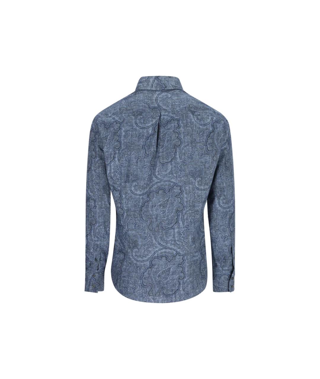 BRUNELLO CUCINELLI Синяя хлопковая кэжуал рубашка, фото 2