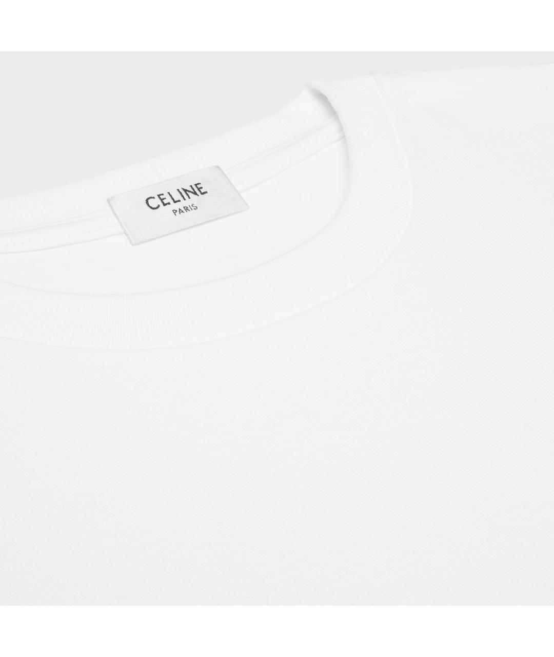 CELINE Белая хлопковая футболка, фото 3