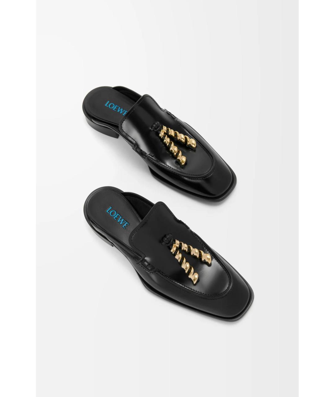LOEWE Черные кожаные мюли, фото 3