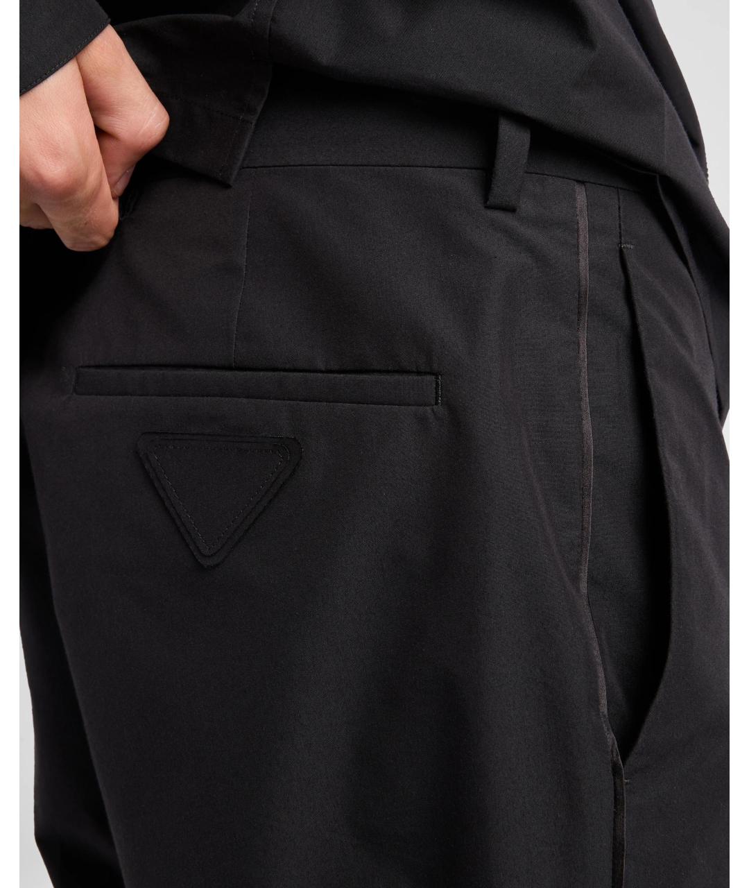 PRADA Черные хлопковые повседневные брюки, фото 2