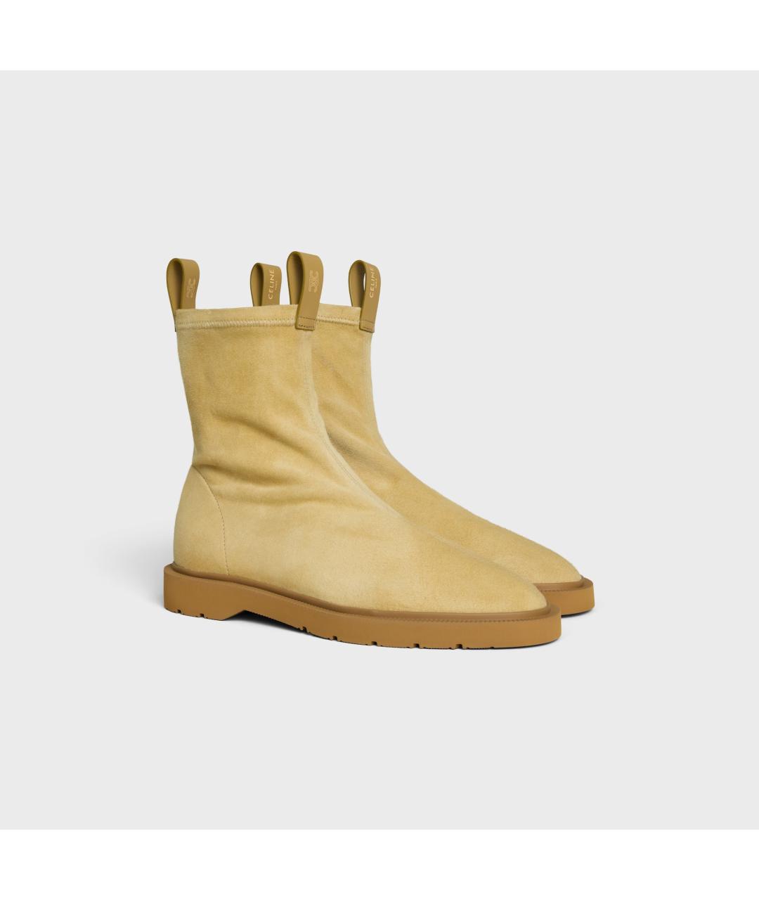 CELINE Бежевые кожаные ботинки, фото 2