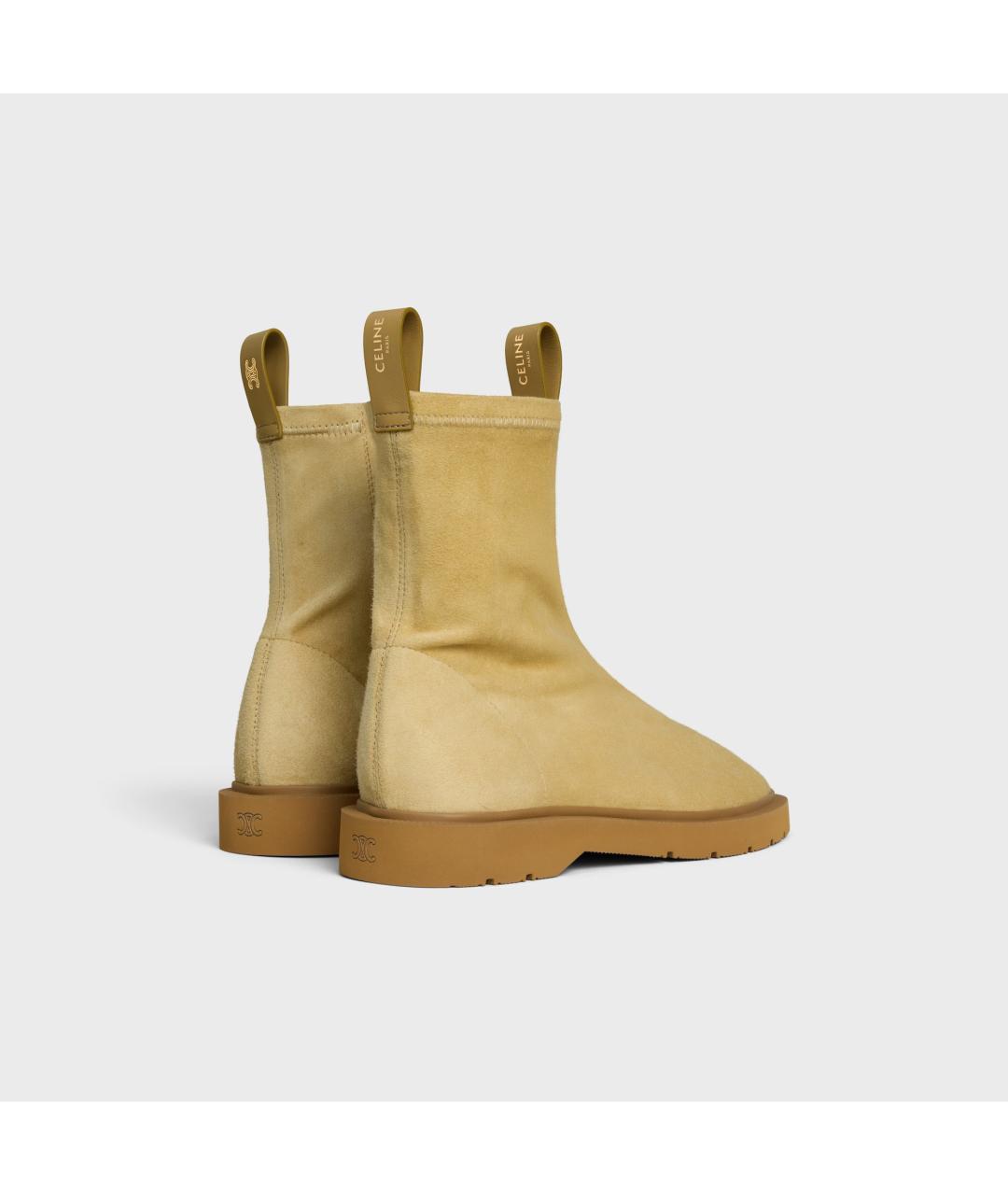 CELINE Бежевые кожаные ботинки, фото 4