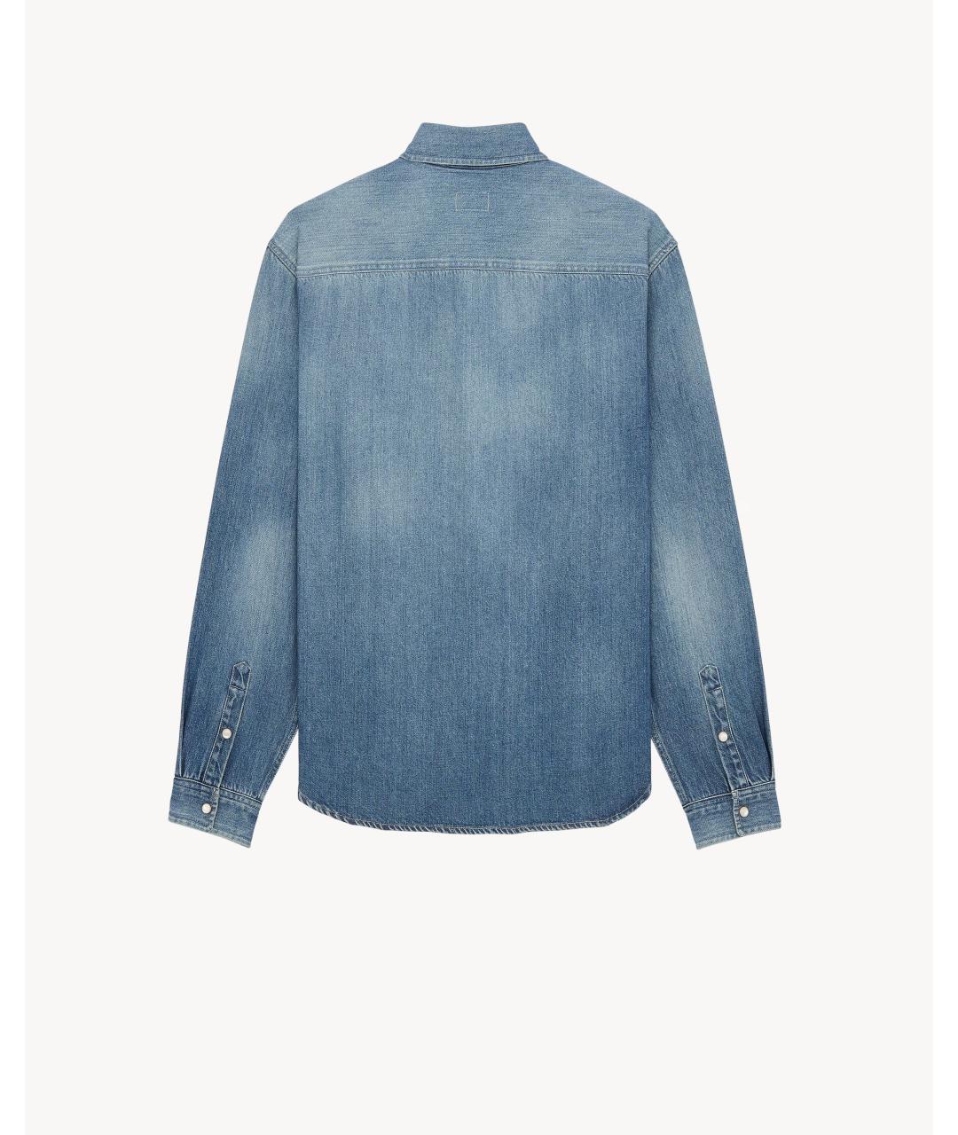 SAINT LAURENT Синяя хлопковая кэжуал рубашка, фото 2
