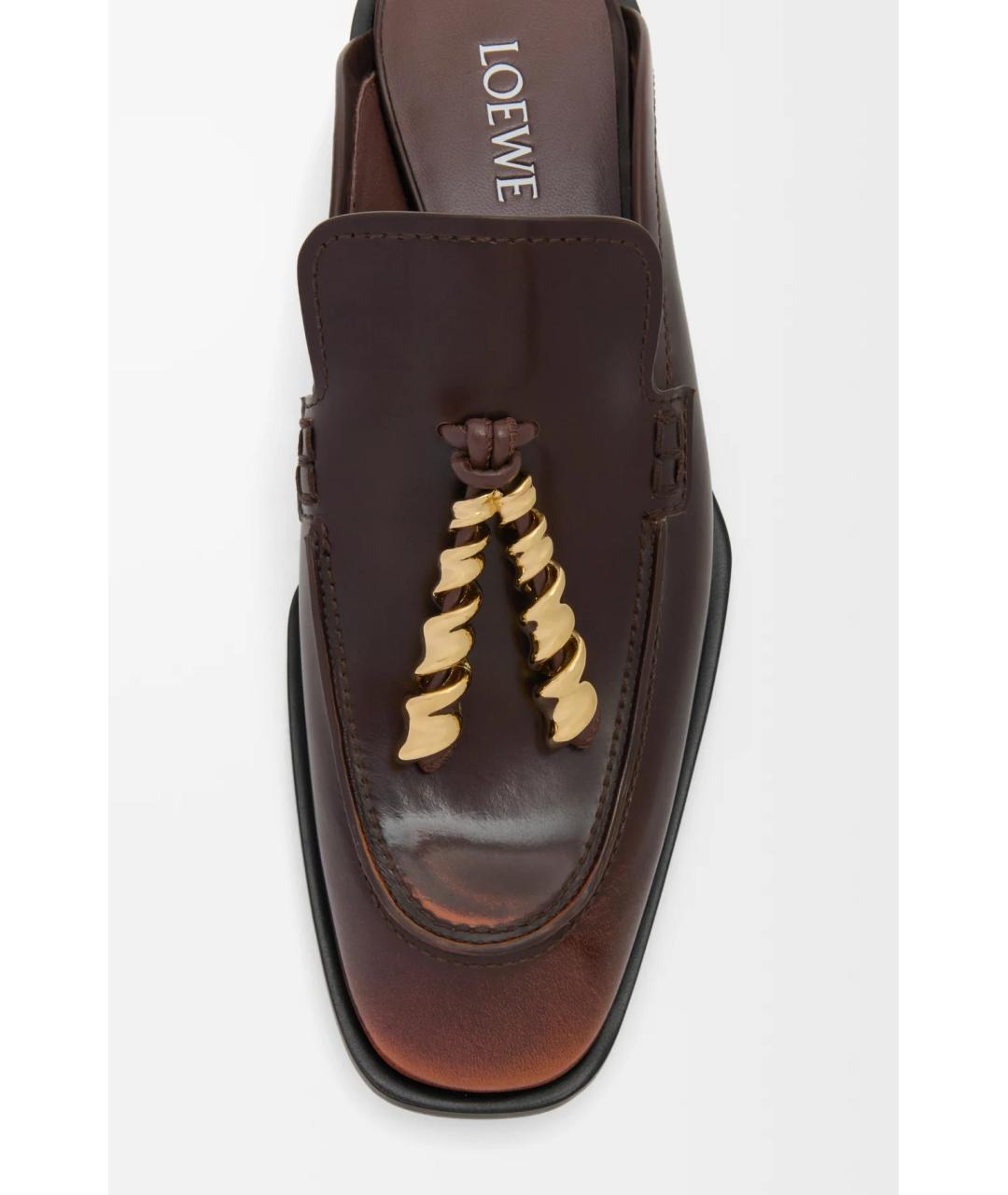 LOEWE Коричневые кожаные мюли, фото 4