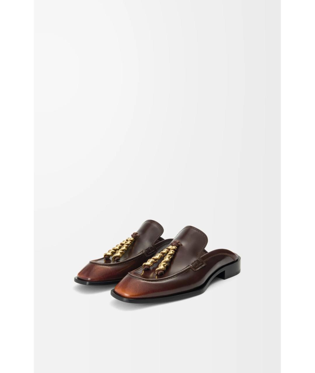 LOEWE Коричневые кожаные мюли, фото 2
