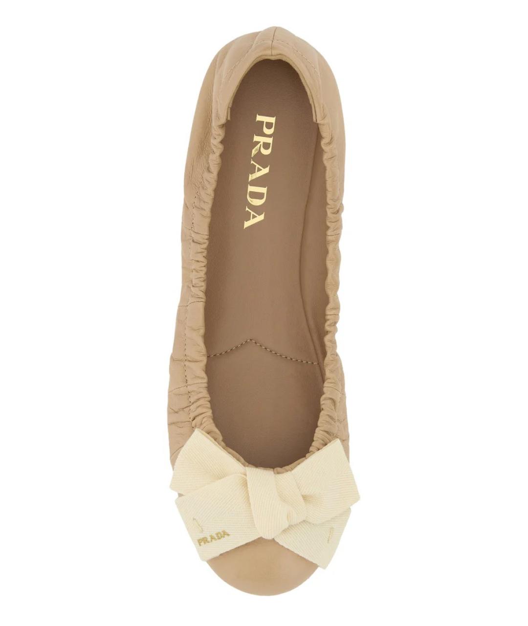 PRADA Бежевые кожаные балетки, фото 3