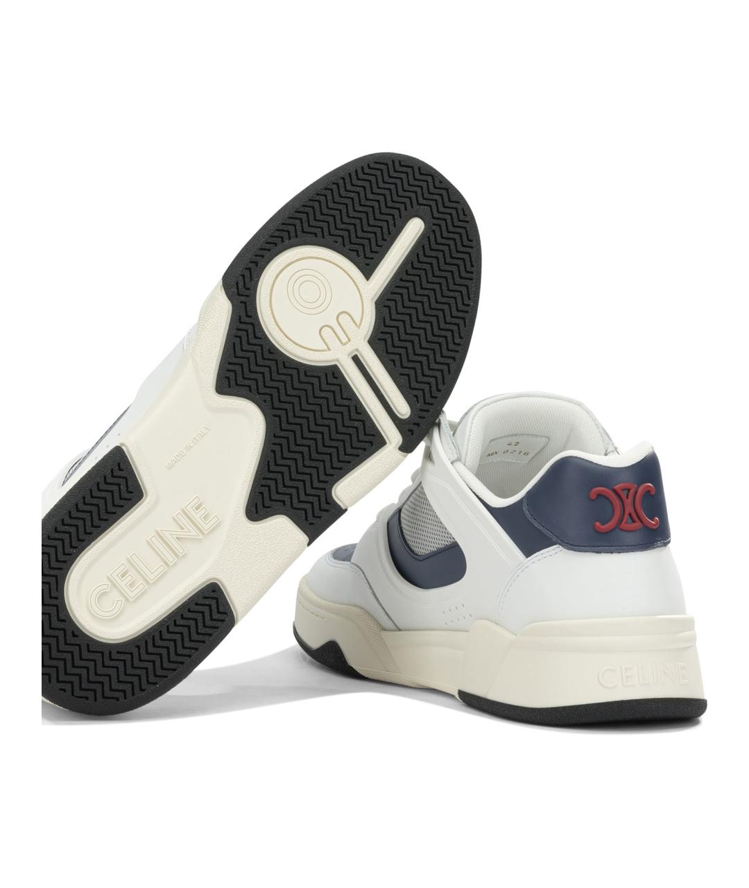 CELINE Белые кожаные низкие кроссовки / кеды, фото 5