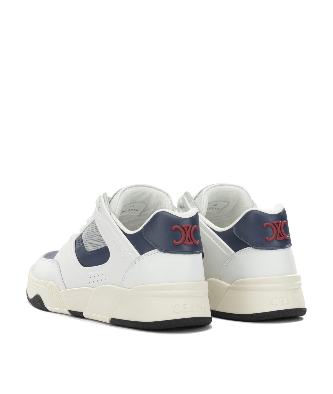 CELINE Белые кожаные низкие кроссовки / кеды, фото 4