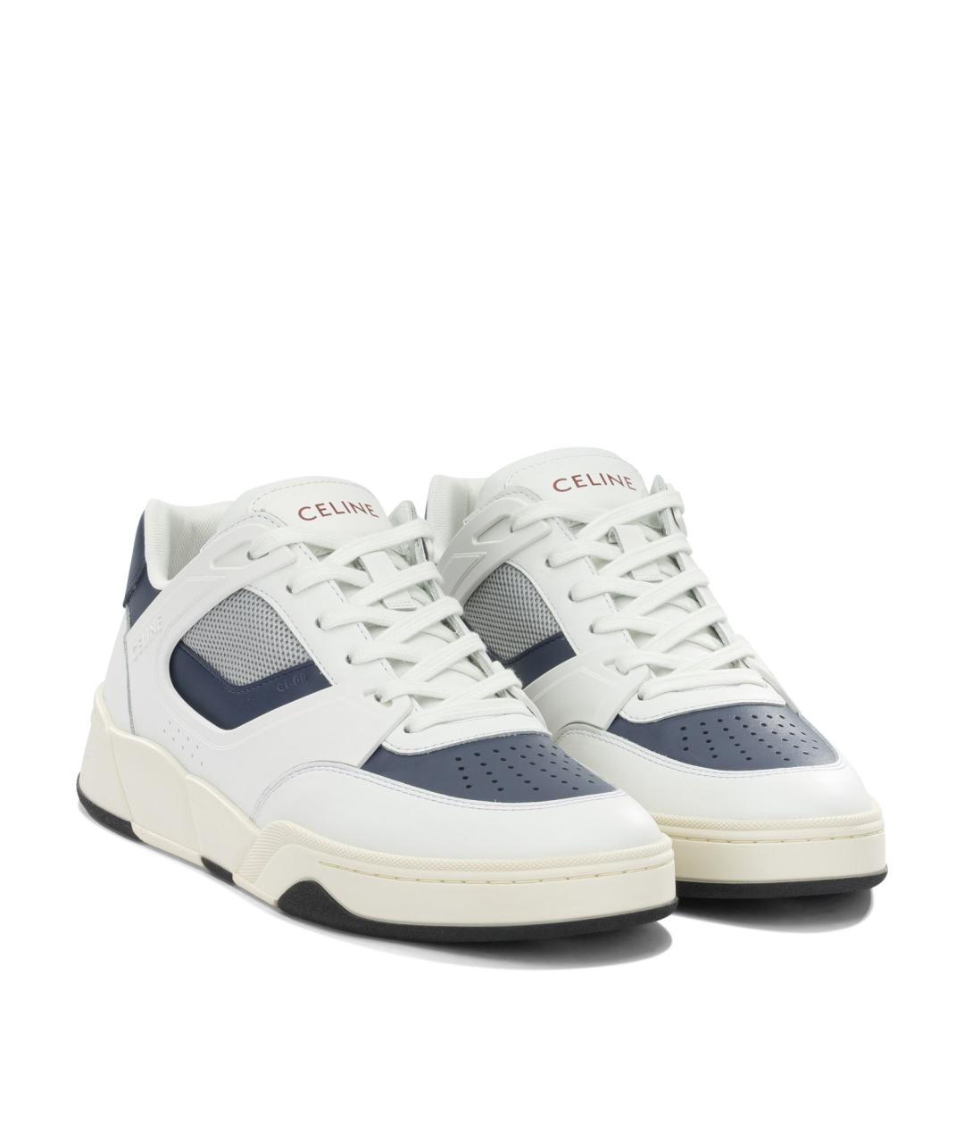 CELINE Белые кожаные низкие кроссовки / кеды, фото 2