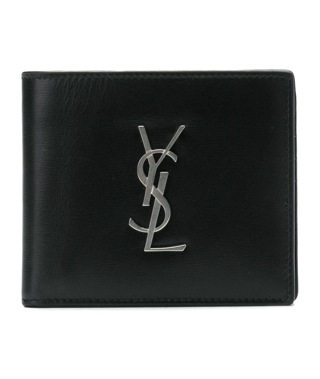 SAINT LAURENT Черный кожаный кошелек, фото 1