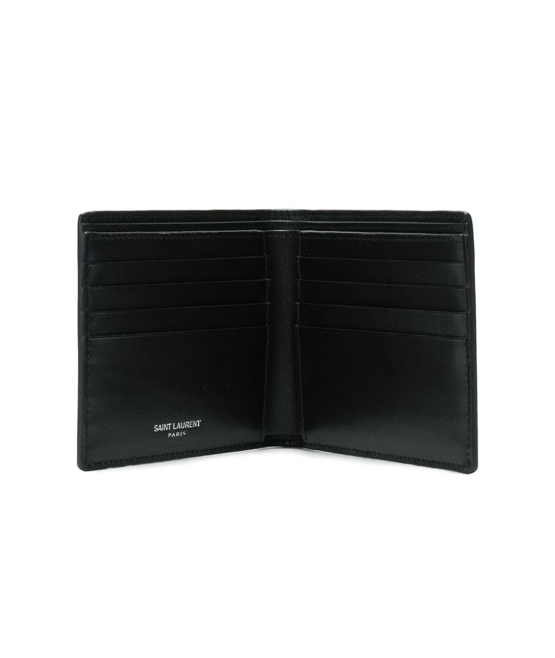 SAINT LAURENT Черный кожаный кошелек, фото 3