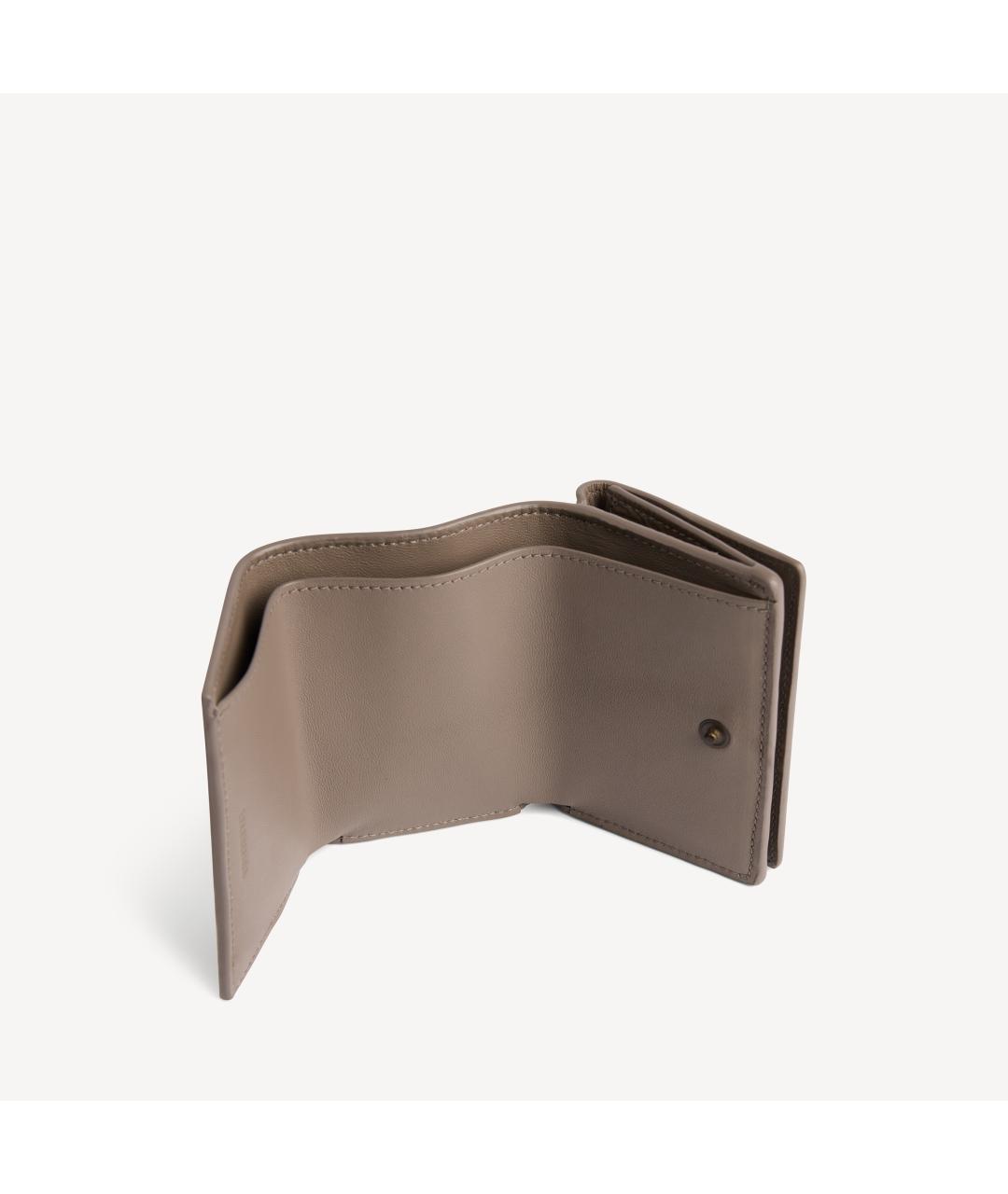 BALENCIAGA Бежевый кожаный кошелек, фото 4