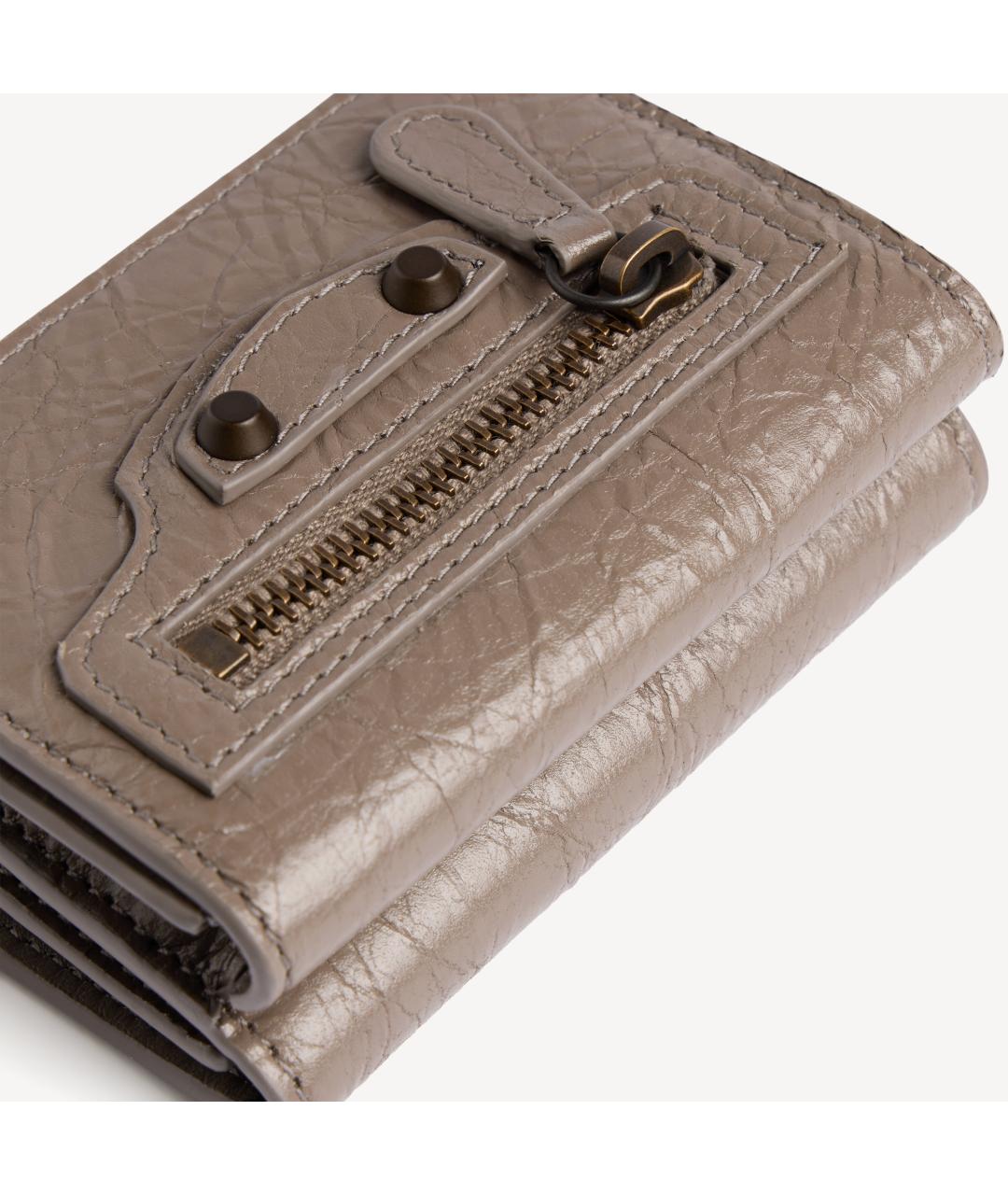 BALENCIAGA Бежевый кожаный кошелек, фото 5