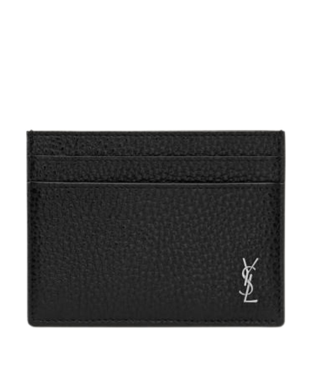 SAINT LAURENT Черный кожаный кардхолдер, фото 1