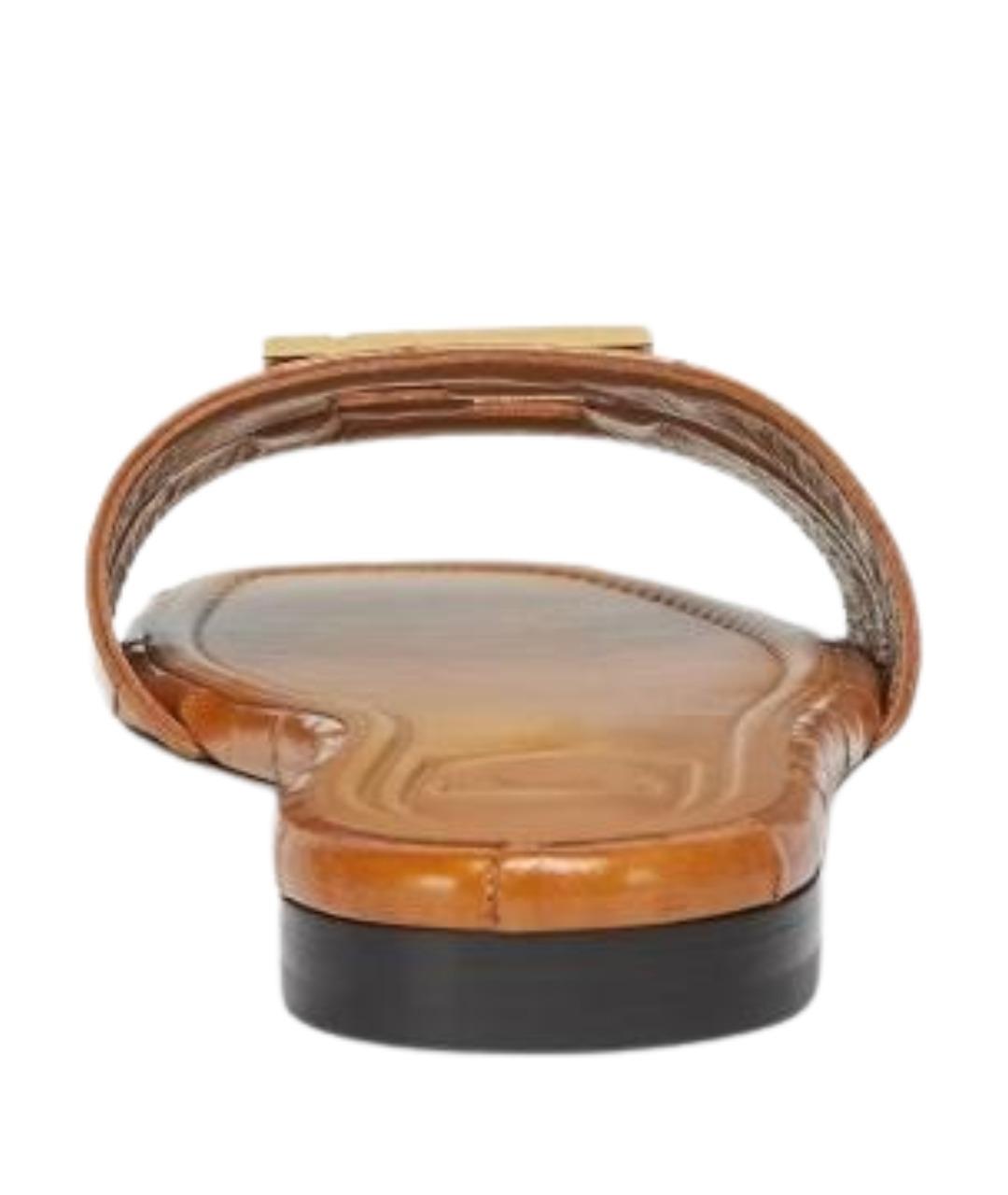 FENDI Коричневые кожаные сандалии, фото 3