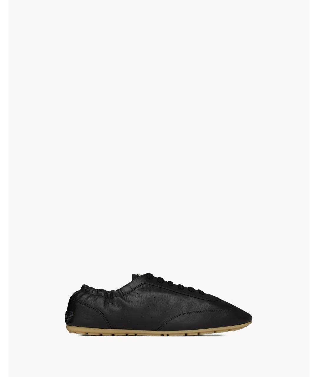 SAINT LAURENT Черные кожаные низкие кроссовки / кеды, фото 1