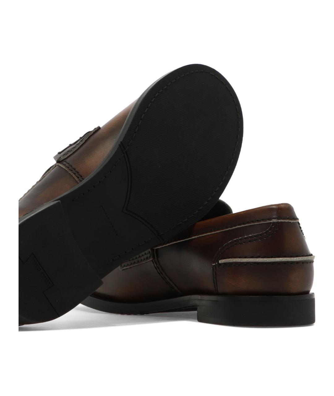 MIU MIU Коричневые кожаные лоферы, фото 5