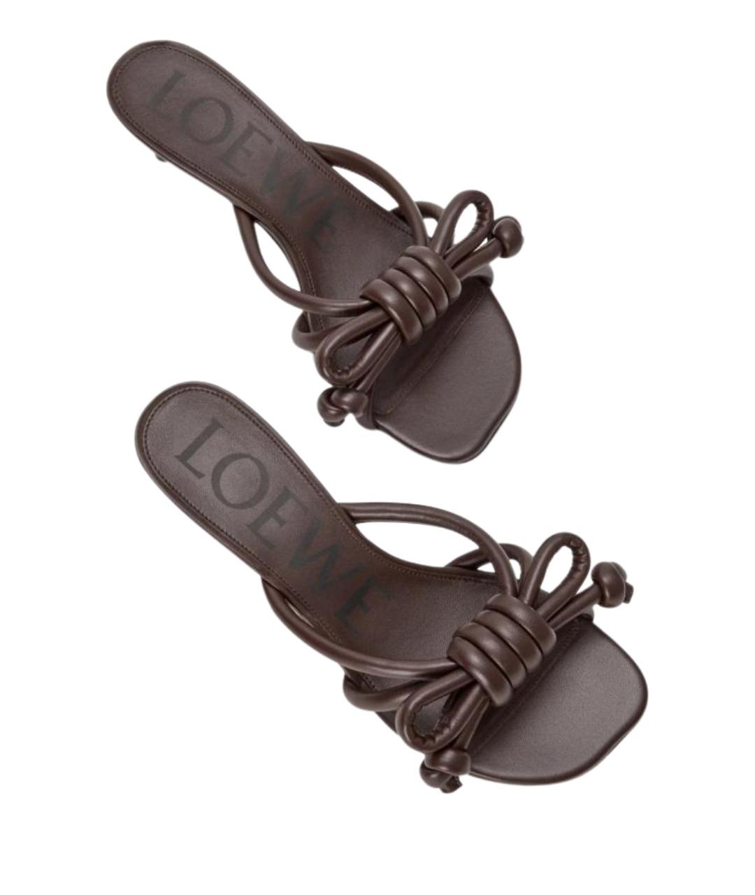 LOEWE Коричневые кожаные мюли, фото 3