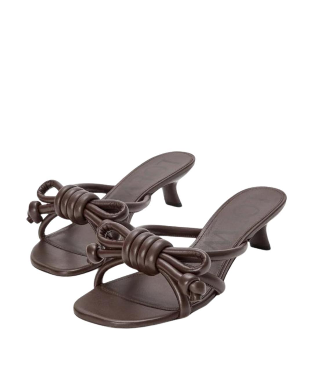 LOEWE Коричневые кожаные мюли, фото 2