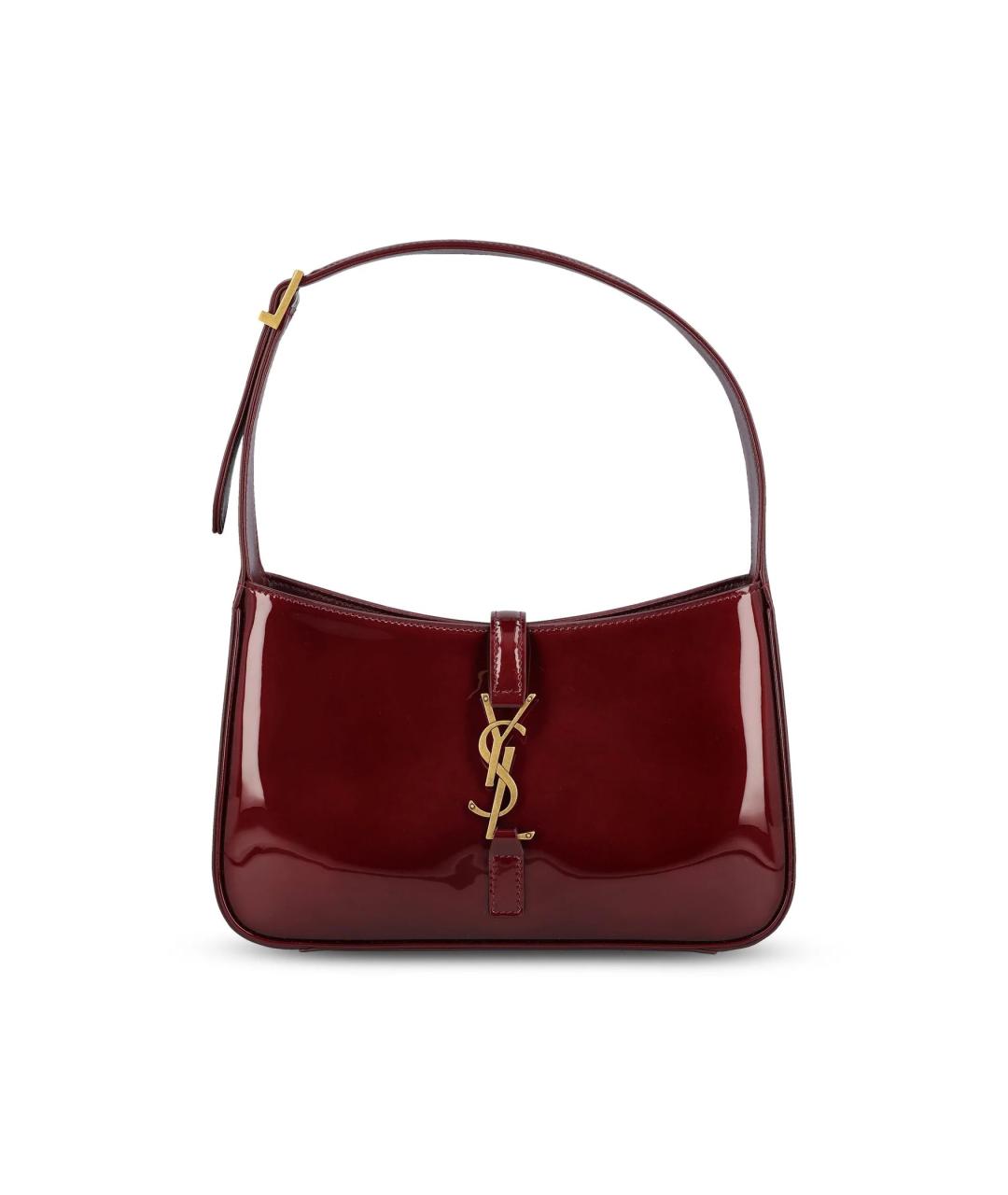 SAINT LAURENT Бордовая кожаная сумка с короткими ручками, фото 1
