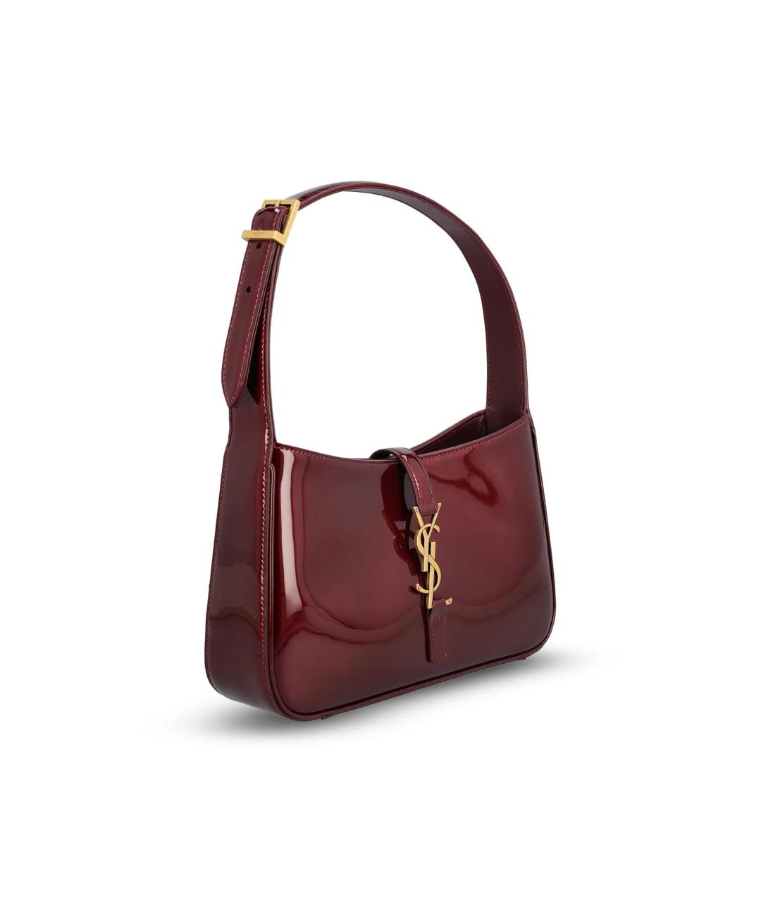 SAINT LAURENT Бордовая кожаная сумка с короткими ручками, фото 4