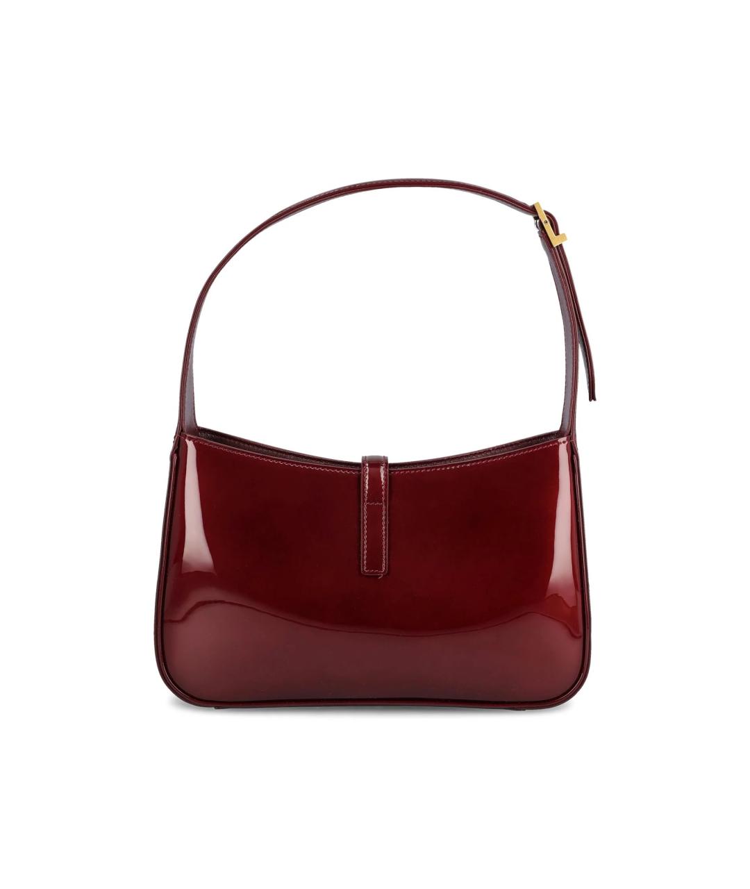 SAINT LAURENT Бордовая кожаная сумка с короткими ручками, фото 3