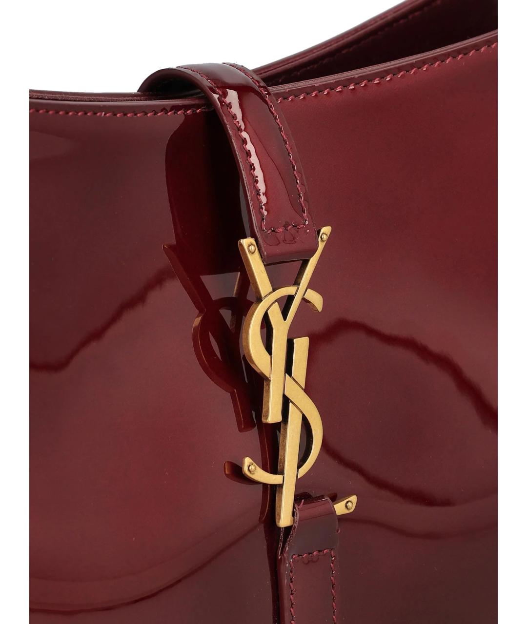 SAINT LAURENT Бордовая кожаная сумка с короткими ручками, фото 2