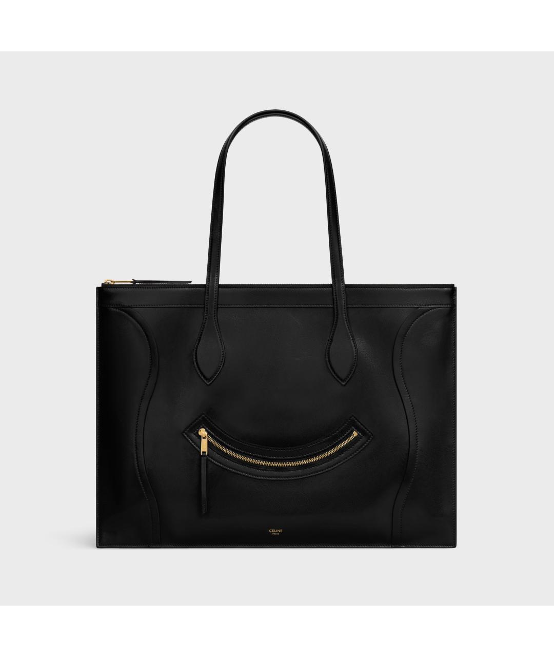 CELINE Черная кожаная сумка с короткими ручками, фото 1