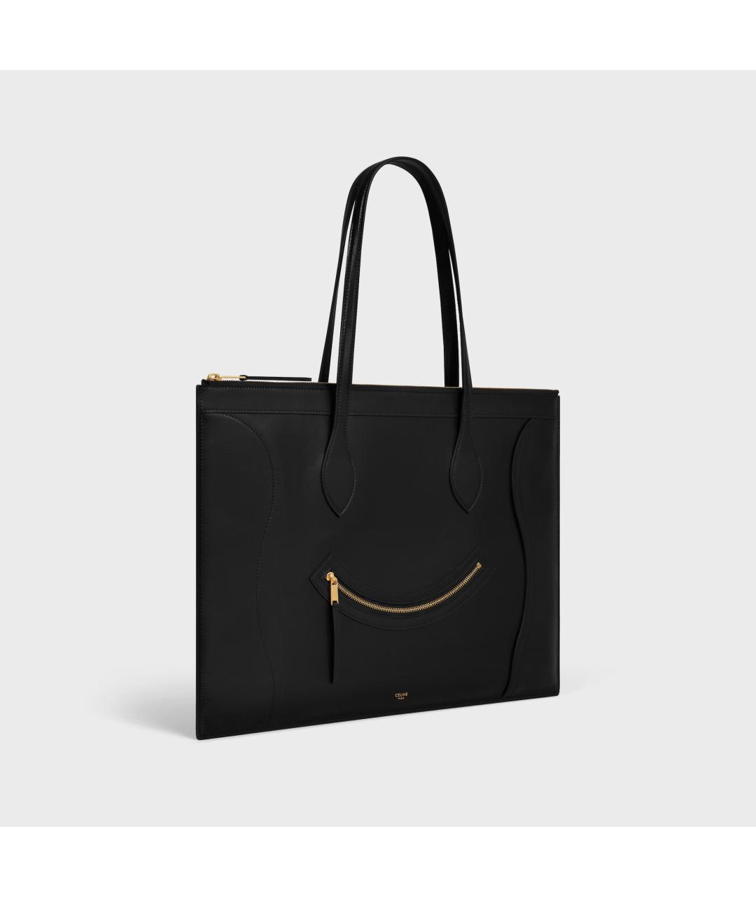 CELINE Черная кожаная сумка с короткими ручками, фото 2