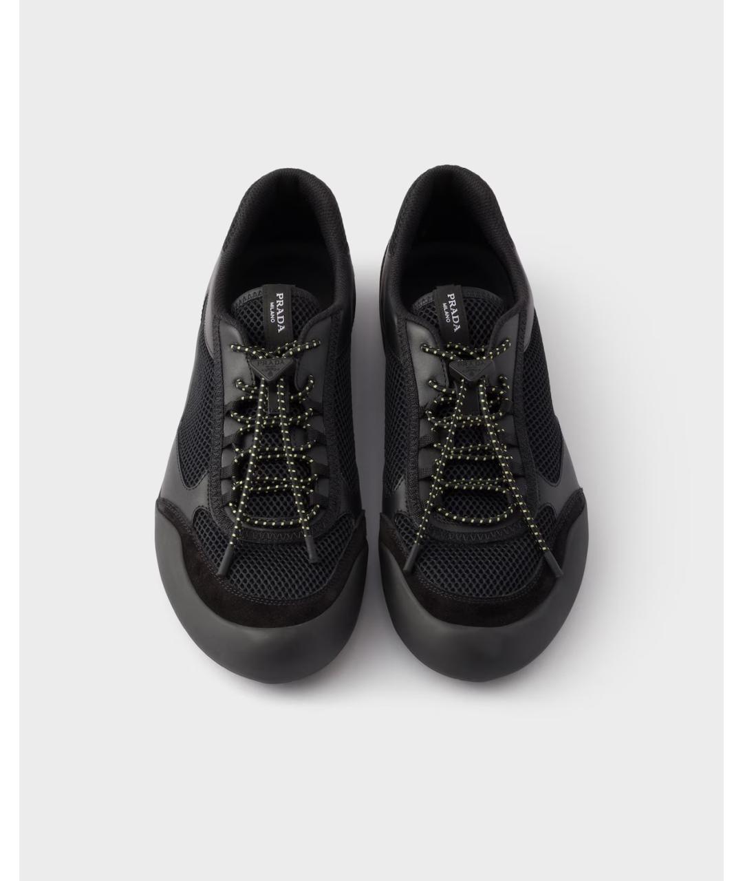 PRADA Черные синтетические низкие кроссовки / кеды, фото 2