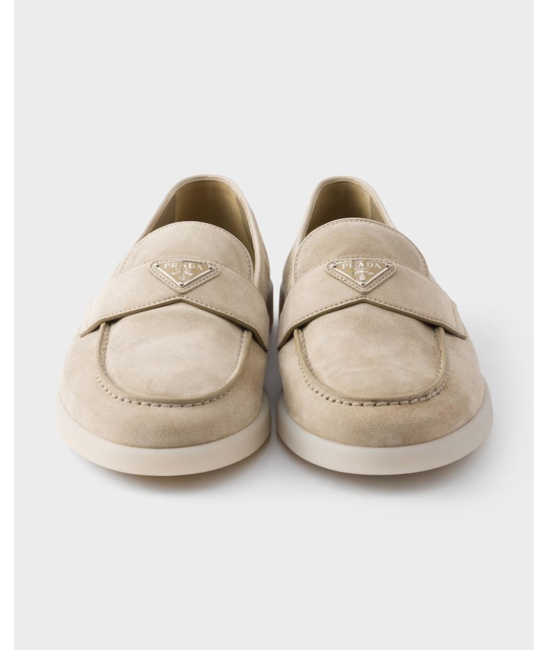 PRADA Бежевые кожаные лоферы, фото 3