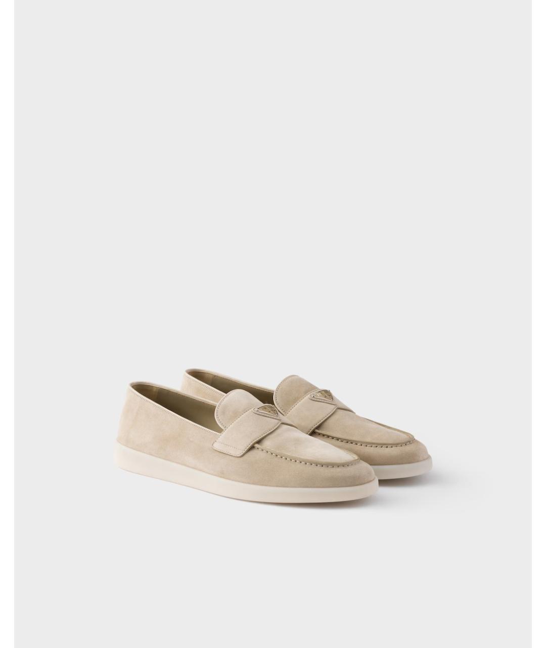 PRADA Бежевые кожаные лоферы, фото 6