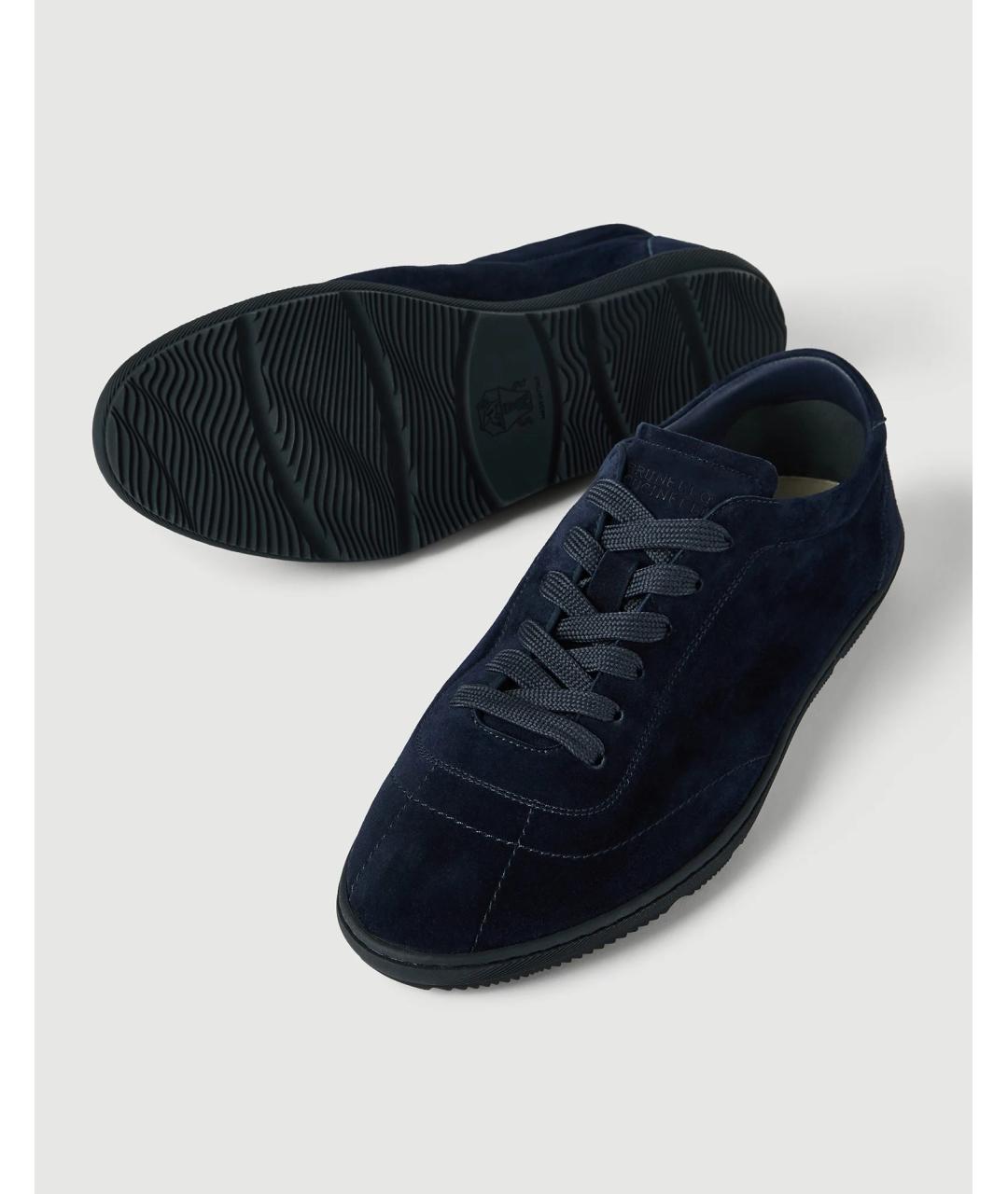 BRUNELLO CUCINELLI Синие замшевые низкие кроссовки / кеды, фото 3