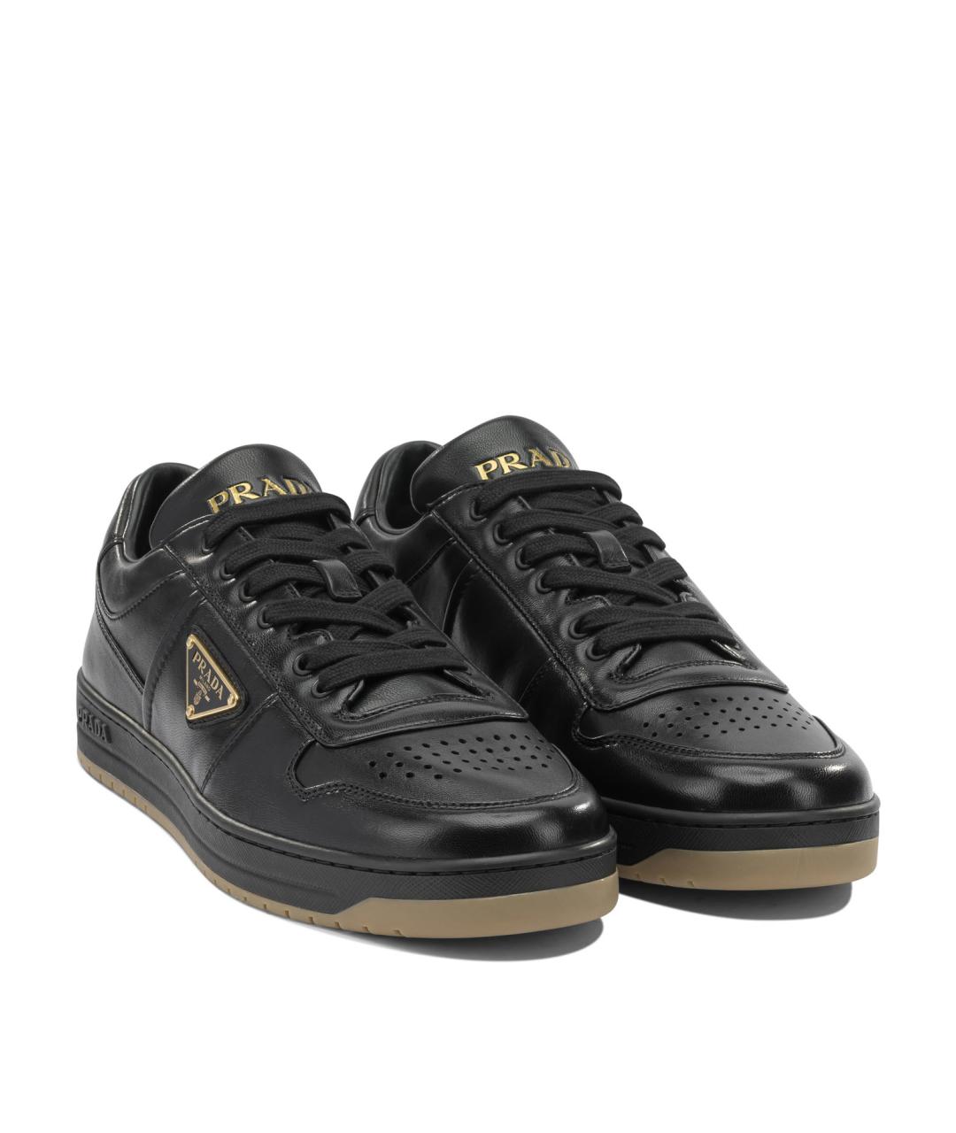 PRADA Черные кожаные низкие кроссовки / кеды, фото 2