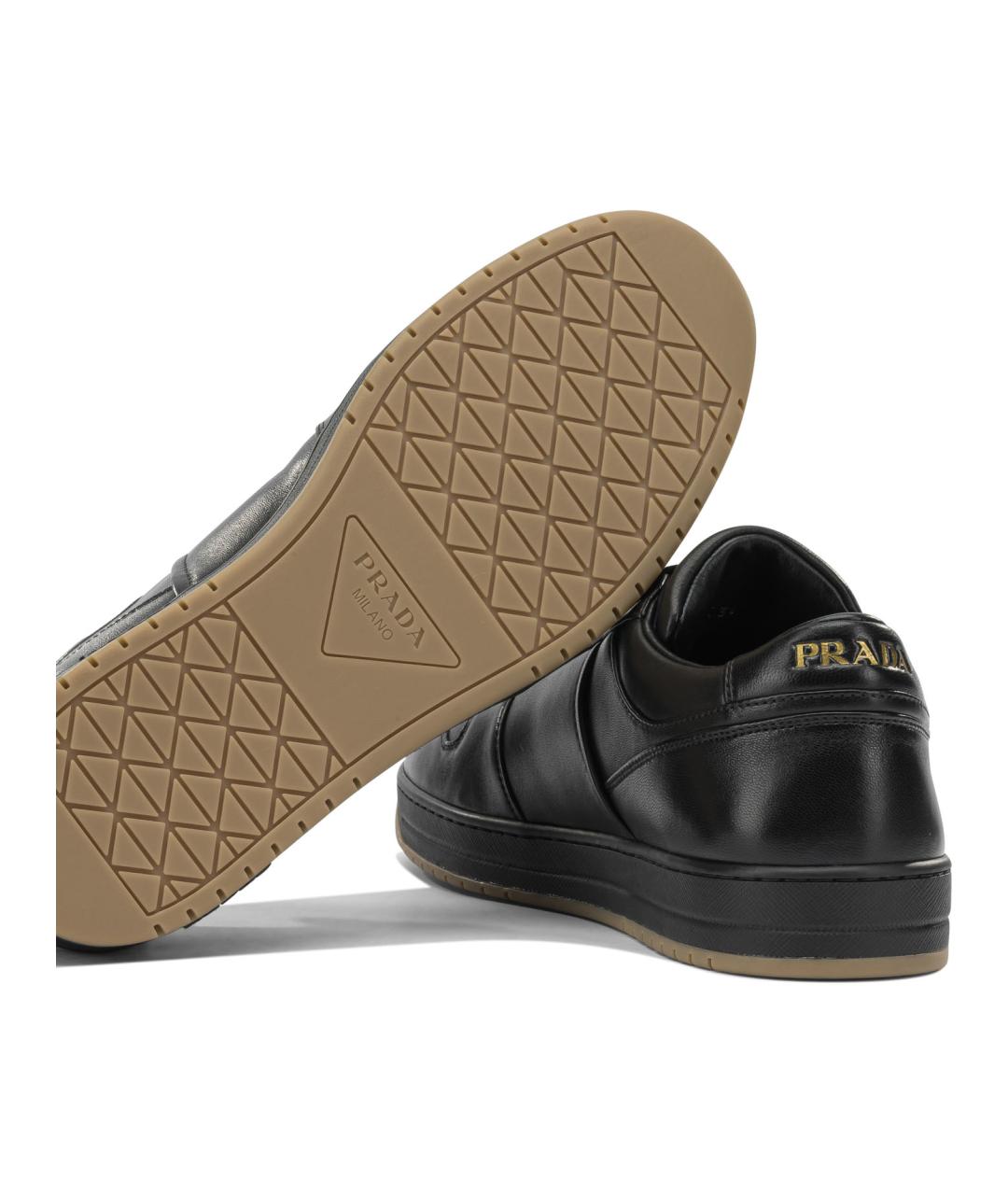 PRADA Черные кожаные низкие кроссовки / кеды, фото 5