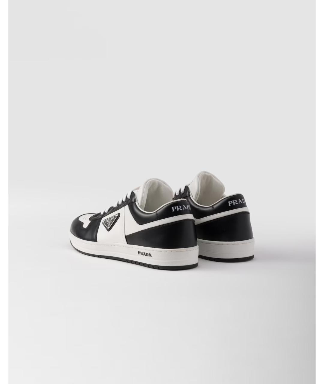 PRADA Белые кожаные низкие кроссовки / кеды, фото 4