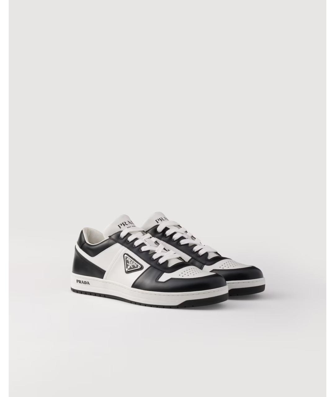 PRADA Белые кожаные низкие кроссовки / кеды, фото 3