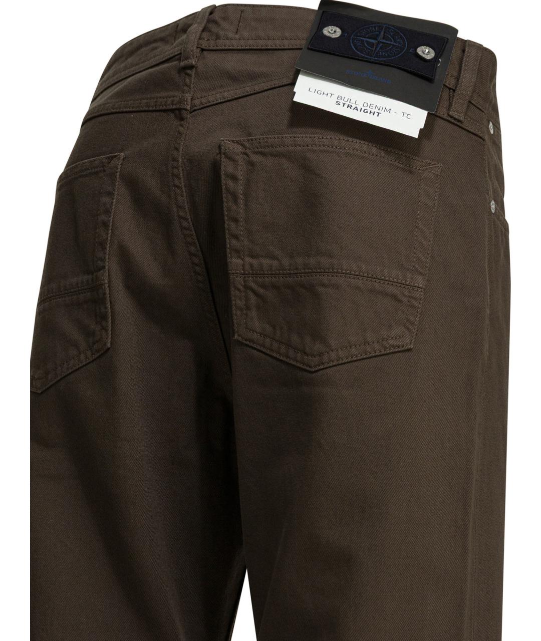 STONE ISLAND Коричневые хлопковые прямые джинсы, фото 4